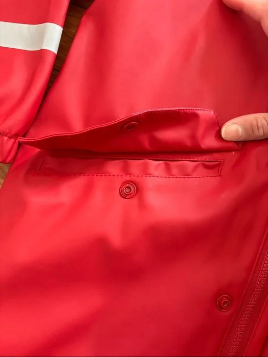 H&M Red Kids Hooded Raincoat with Reflective Accents - Picture 3 of 5